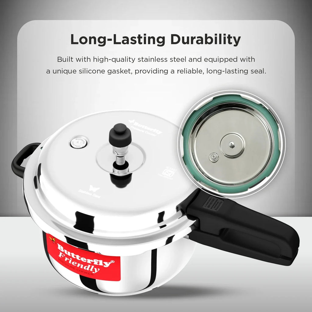 Butterfly stainless steel 2 L, 3 L, 5 L Induction Bottom Pressure Cooker (Stainless Steel)