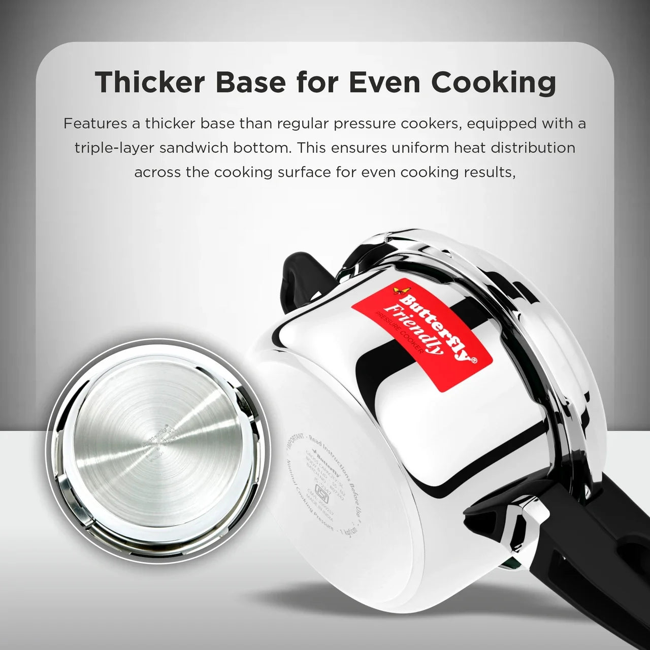 Butterfly stainless steel 2 L, 3 L, 5 L Induction Bottom Pressure Cooker (Stainless Steel)