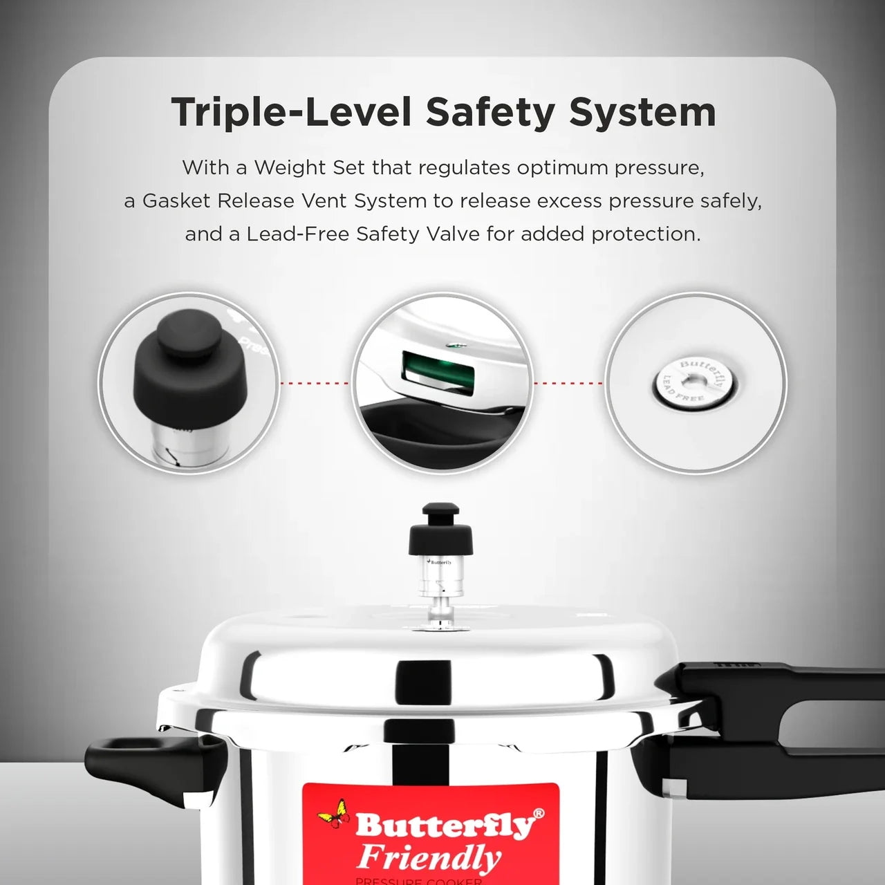 Butterfly stainless steel 2 L, 3 L, 5 L Induction Bottom Pressure Cooker (Stainless Steel)